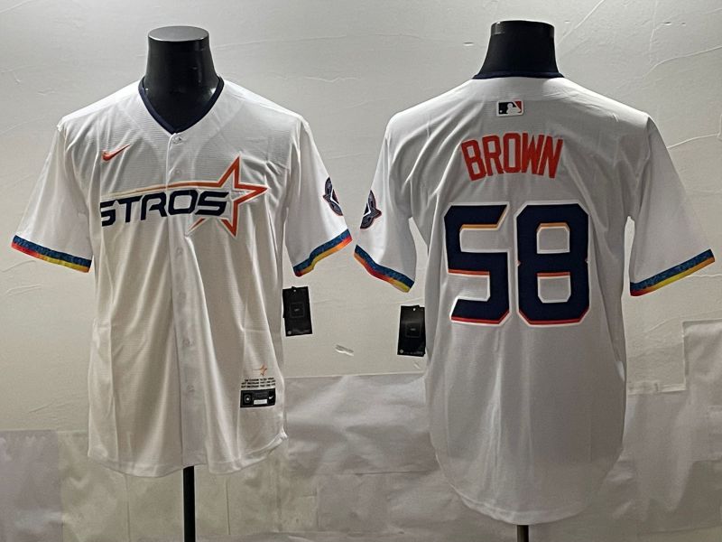 Men Houston Astros #58 Brown White Fourth generation Joint Name 2025 Nike MLB Jersey style 1->houston astros->MLB Jersey